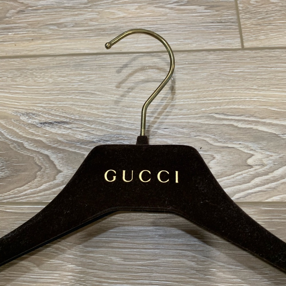 Gucci Velvet Coat Hanger Brown Gold